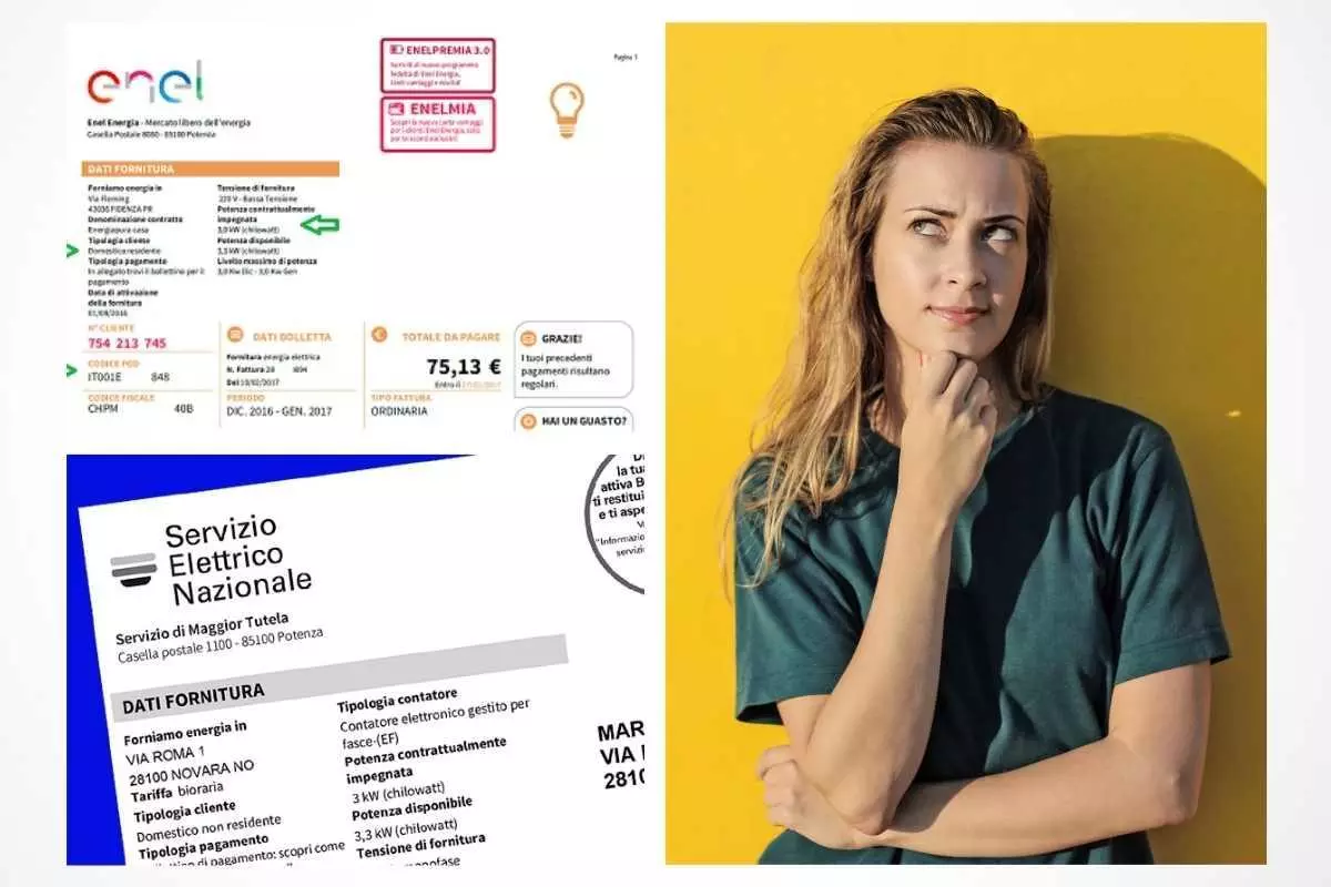 Confronto tra la bolletta del Servizio Elettrico Nazionale e quella di Enel Energia