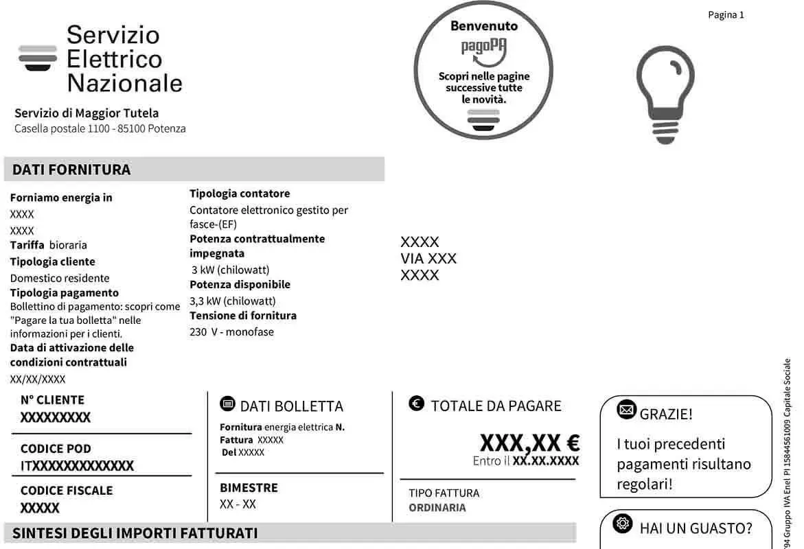 Il codice POD sulle bollette del Servizio Elettrico Nazionale