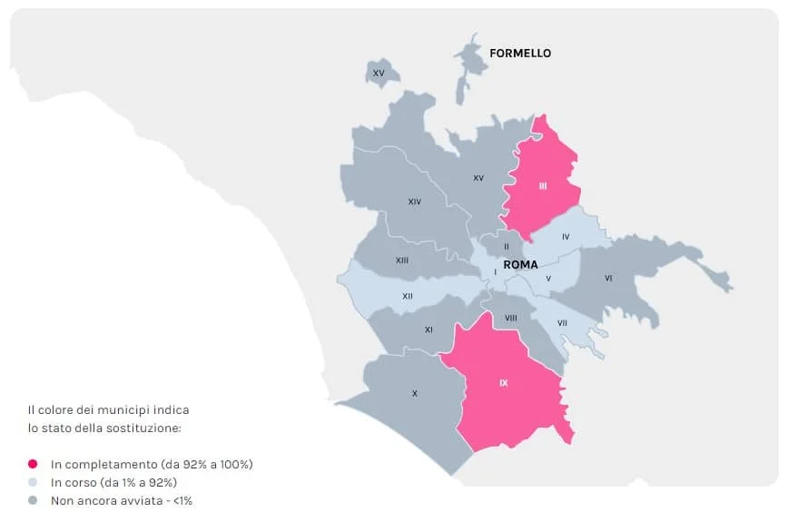 Piano di sostituzione contatori di A-reti nel territorio di Roma.