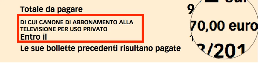 Canone Rai, nella bolletta Acea energia è bene evidenziato.