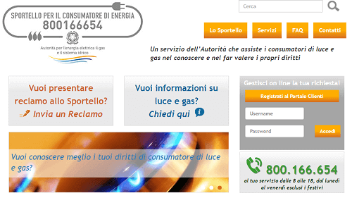 Sportello per il consumatore di energia