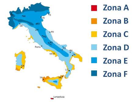 Zone climatiche del riscaldamento in Italia