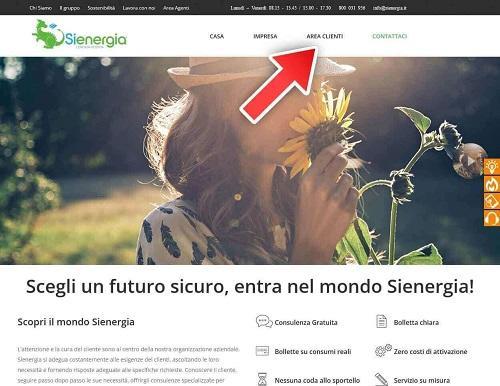 L'area clienti Sienergia è accessibile dal sito ufficiale del fornitore.