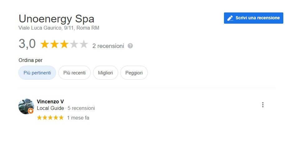 Google Recensioni unoenergy