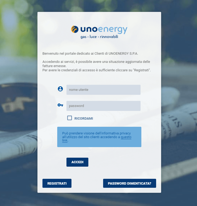 Unoenergy area clienti step2