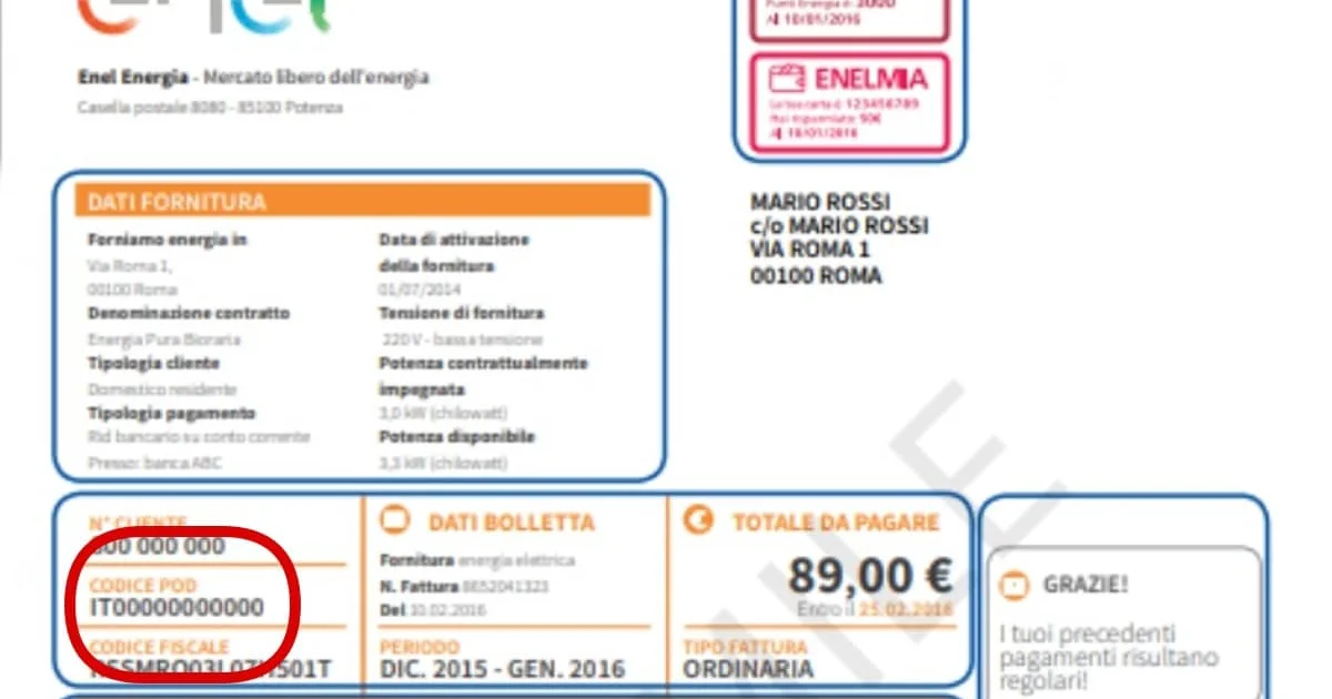 POD: cos'è e dove trovare il Codice su Contatore e Bolletta