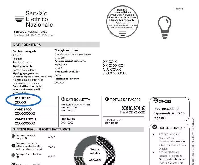 Dove trovare codice cliente e codice POD in bolletta SEN