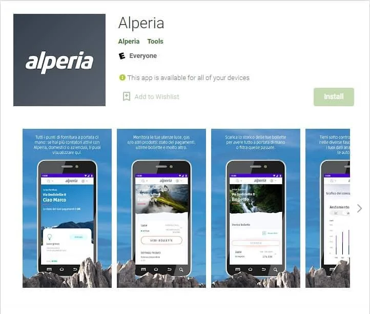 App Alperia per la gestione dell'area clienti da smartphone