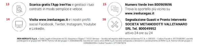 Bolletta Iren gas - contatti