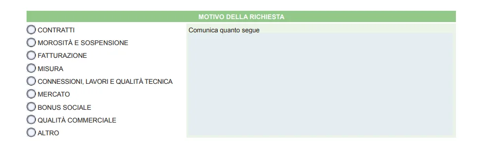 I motivi di reclamo presenti nel modulo unico Iren