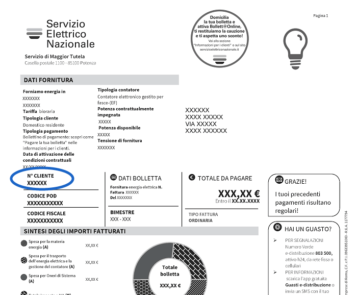 Ecco il numero cliente SEN