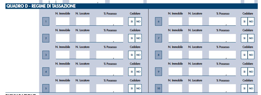 Il quadro D del mod. RLI 2023.