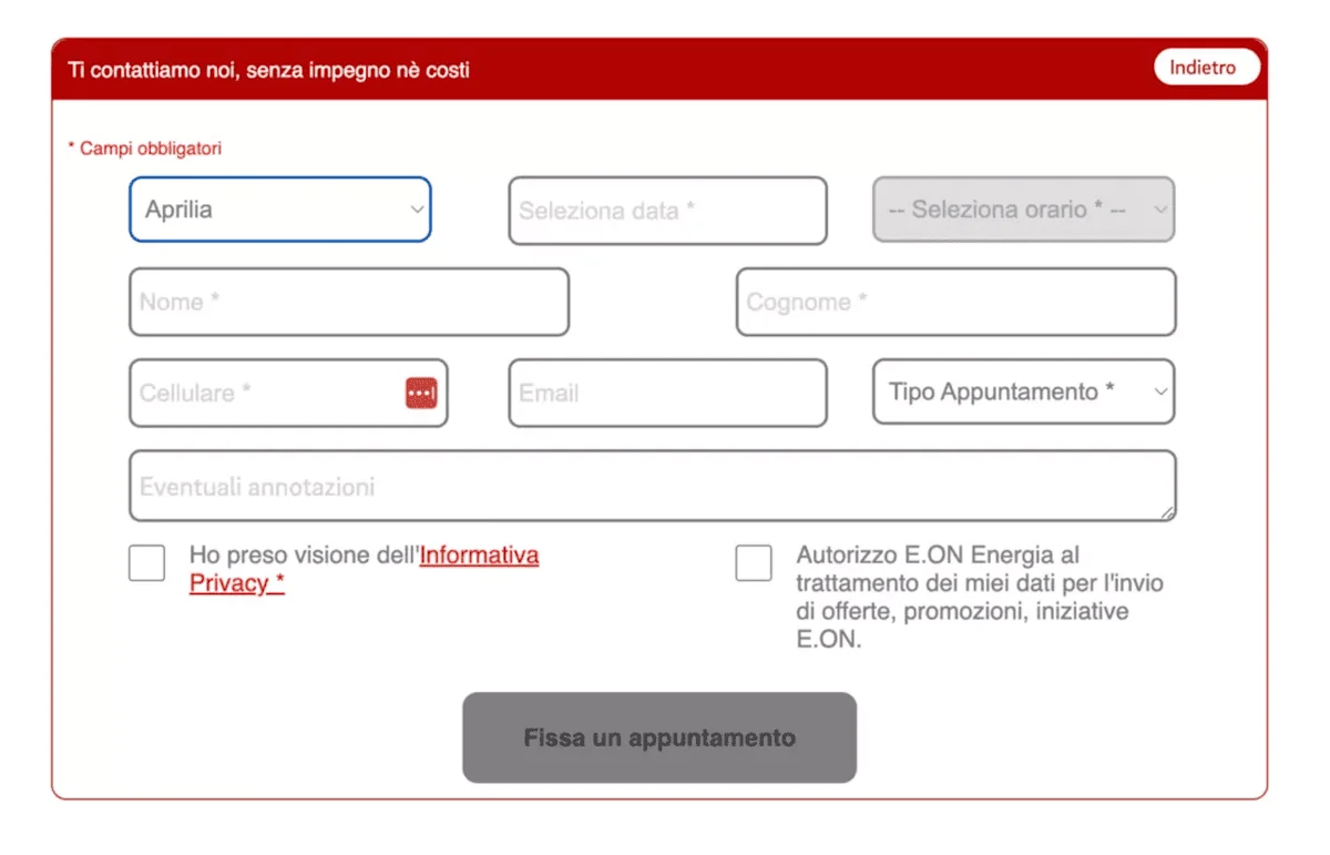 Prenotazione appuntamento sportello E.ON