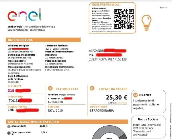 Bolletta Enel Energia