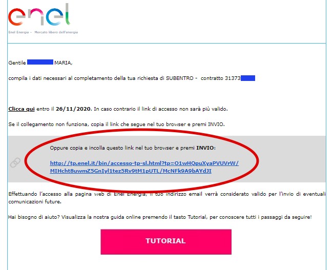 Email Enel Energia Dati Catastali